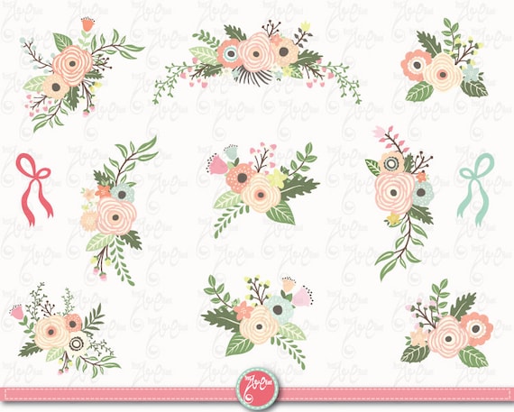 Flowers Clipart pack PASTEL FLORAL BOUQUET clip