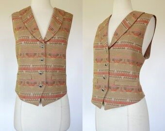 Pendleton wool vest, virgin wool, knockabout, aztec, button up, medium