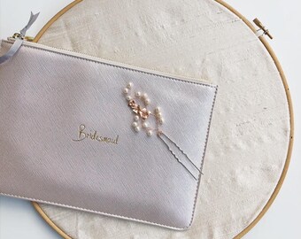 Handmade rose gold bridal or bridesmaid hair pin set with orchids and freshwater pearls