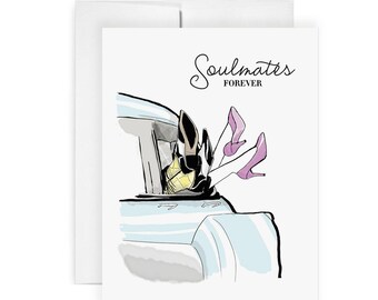 Soulmates - Greeting Card, Fashion Illustration, Wedding Card, Shower Card, Engagement Card, Love Card, Relationship Card