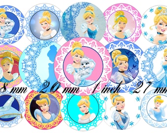 Cinderella Bottle Cap Images Princess Cinderella 1 INCH Round Images Cinderella 1 inch Cinderella image Printable Cinderella round images