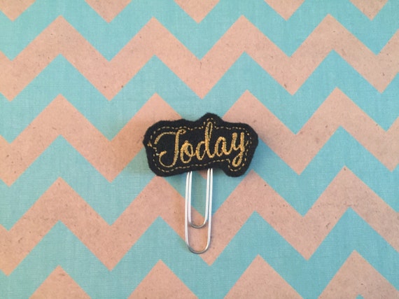 Black & Gold "Today" Paper Clip/Planner Clip/Bookmark