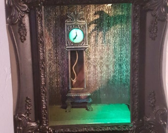 Haunted Clock - Haunted Mansion Collection, Disney, Pop Art, 3D, Shadowbox, Original, One-of-a-Kind, Handmade