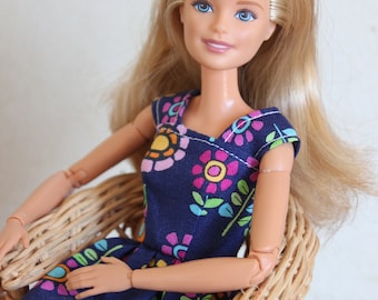 Hippie Blossoms~ Barbie Clothes, Doll dress, 1/6 scale