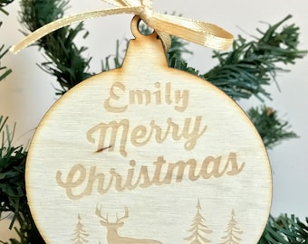 Personalized Wooden Ornament Christmas Scrapbooking Embellishment Rustik Decor