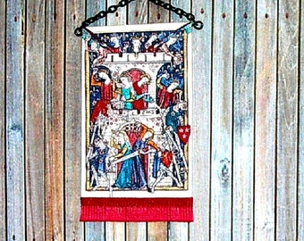 Siege Of The Castle Of Ladies Tapestry, Medieval Dollhouse Miniature, 1/24 Scale Size, Hand Made
