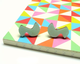 Mint Green Squiggle Stud Earrings - Arty Jewellery - Contemporary - Laser Cut Jewelry - Birthday Gift - Wooden Earrings - Gift Idea - Quirky