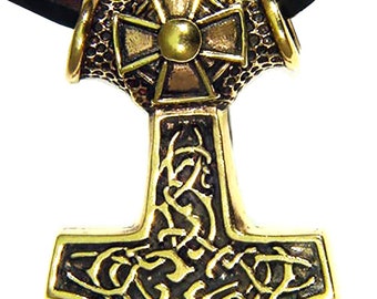 Genuine Bronze Thors Hammer Pendant Necklace Odin Viking Norse Mjollnir 9747B