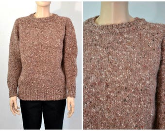 Vintage Chunky Wool Tweed Sweater - Aran Sweater - made in Ireland