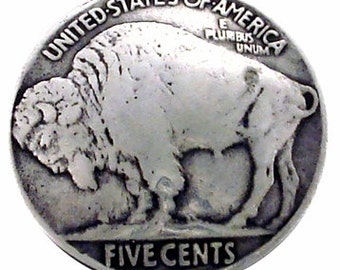 Set of 6 Buffalo Nickel(replica 1937) Conchos with caps --Rivet Back