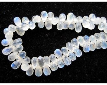 Rainbow Moonstone Briolette/ Tear Drop Beads/ Faceted Gemstones/ 5x8mm - 7x10mm 52 Pieces Approx/ 8 Inch Strand