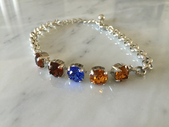 Topaz and Sapphire Crystal Bracelet, Topaz Crystal Bracelet, Sapphire Crystal Bracelet