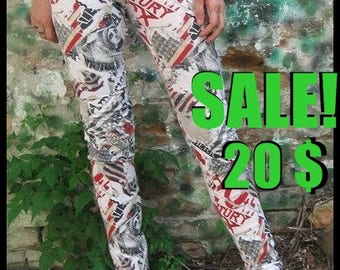 SALE!!! Marilyn Monroe Pants- Punk Rock America '90 Pants/90' Grunge Marilyn Monroe Denim Colorful Pants/Punk New York Pants