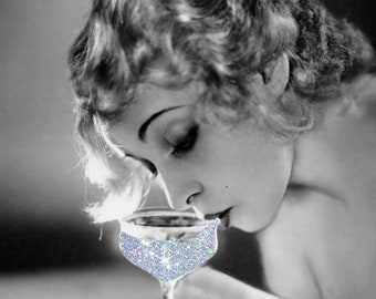 VINTAGE GLITTER 'Sipping Pretty' 11X14 PRINT