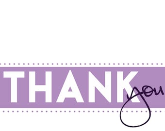 Set of 10 Thank You Folded Notecards, purple