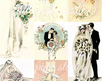 A Vintage Wedding 03, Printable Collage Sheet (digital download, printable)