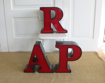 Vintage Red Letter R A P, Industrial Letter, Red A, Red P, Red R, Vintage Plastic Letters, Vintage Sign
