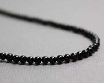 Onyx Necklace, Black Onyx Necklace, Black Necklace, Onyx Jewelry, Long Onyx Necklace, 3mm Onyx Necklace, Black Bead Necklace, Kathy Bankston