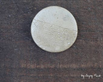 ceramic brooch Ecru lace texture