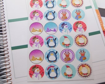 Christmas Stickers Envelope Seals Journal Stickers Planner Stickers Calendar Stickers Reminder Stickers Holiday Stickers set of 24 SES300