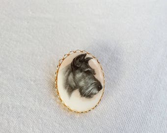 Vintage Schnauzer Dog Brooch