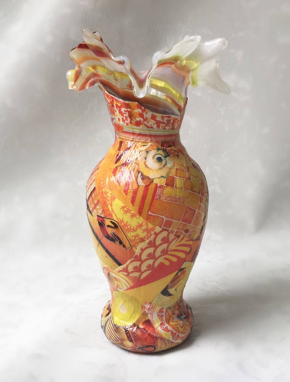 Contemporary Vase Decorative Vase Orange and Yellow Vase