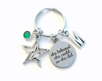 Achievement Gift for Job Promotion Keychain, New Career She believed she could so she did Key chain, Star keyring women for Girl Graduation