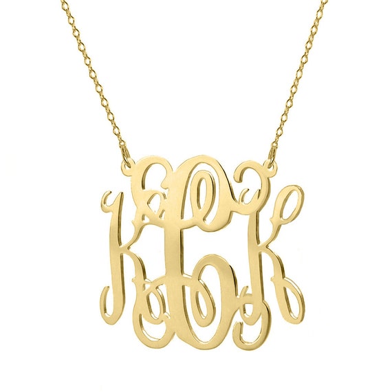 Gold monogram necklace 18k gold plated pendant select any