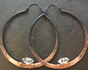Copper Hoop Earrings Large Hoops Copper Hoop Earrings Crystal Earrings DanielleRoseBean Custom Hoop Earrings witch jewelry