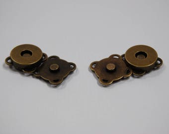 Set of 2 magnetic snaps to sew for 14 mm bronze