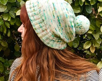 AURORA - speckled winter knit beanie with removable pom pom