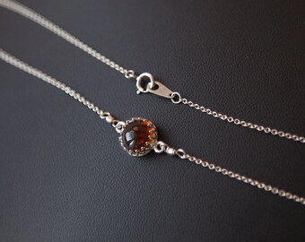 Amber Pendant, Natural Amber Necklace, Sterling Silver Amber Necklace, Safe Travels Jewelry, Healing Jewelry, Gift for Women