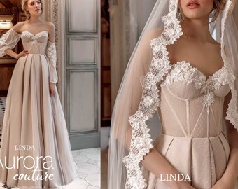 Wedding dress, beach wedding dresses, vintage wedding dresses, simple wedding dress, boho wedding dress, bohemian wedding dress, LINDA