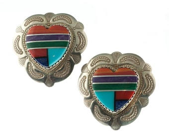 Sterling Inlaid Heart Earrings
