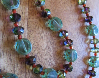 Turquoise Glass bead necklace That makes you want to go for a walk