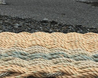 recycled lobster rope floor mat OOAK rugs Maine lobster rope rope doormat indoor rug outdoor rugs Mermaid mats housewarming gift beach decor