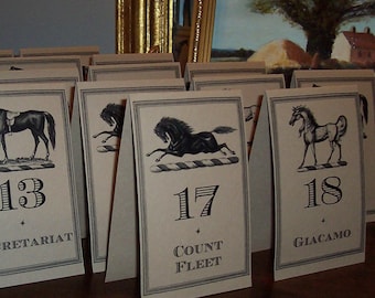 Equestrian Kentucky Derby Winners and Numbers Horse Race Table Number Cards Large Kraft Cream 18 Wedding Decor Party Racing Rehearsal Dinner