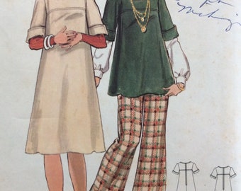 Butterick 5735 misses maternity dress or jumper or top and pants size 16 bust 38 waist 30 vintage 1970's sewing pattern