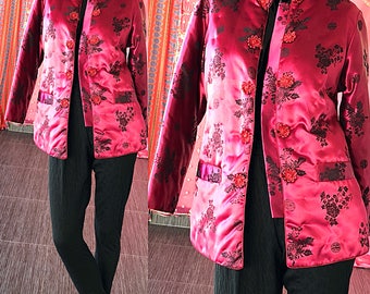 Asian Cheongsam Jacket Vintage Brocade Blue Swan Asian Brocade Party Jacket