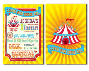 Children's Carnival Birthday Party Invitations