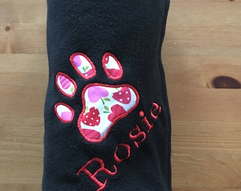Personalised Embroidered Dog Cat Puppy Kitten Fleece Blanket