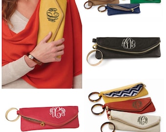 Monogrammed Leather Clutch ~ Mudpie Bangle Clutch