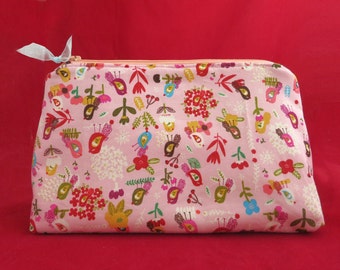 Cosmetic bag, Zipper pouch, Makeup bag, Cosmetic purse, Women purse, Singing Birds, Zipper Purse, Mother's day Gift, Gift for Her
