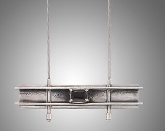 Modern Sterling Silver Necklace with Smoky Quartz