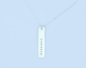 Vertical Bar Sterling Silver Namaste Necklace