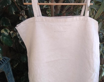 Victorian Natural Linen Dress Monogrammed Ladder Work French Nightgown or Slip Medium Large #sophieladydeparis