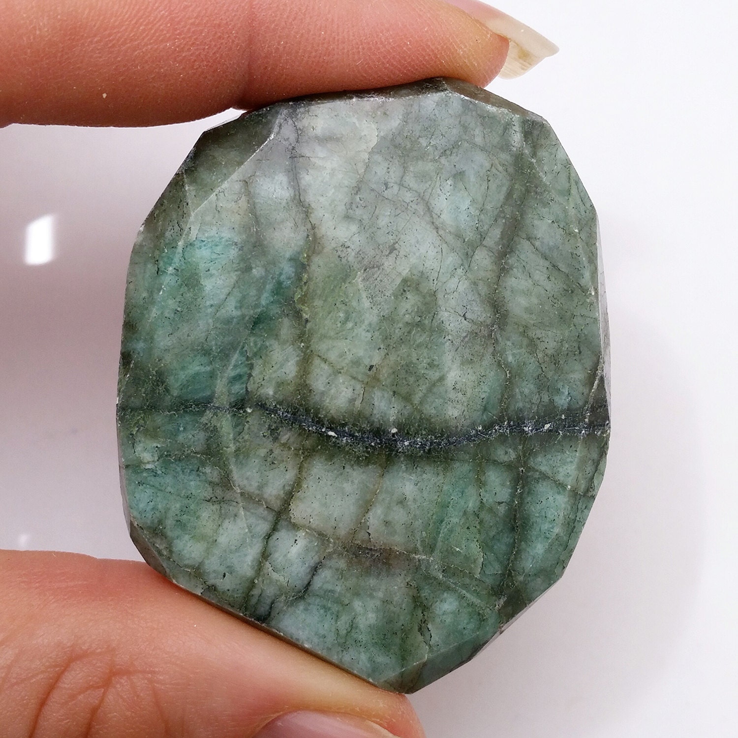 Huge 168ct Emerald Genuine 50x40mm Faceted Nugget Slab