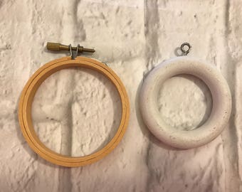 Lot Of 2 Round Wooden Hoops, Frames, Craft Supplies