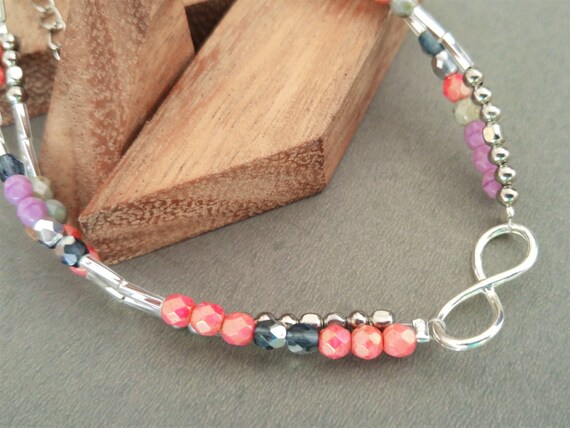 Infinity Anklet, Infinity Ankle Bracelet, Anklet For Women, Dainty Anklet, Lilac Anklet, Pink Anklet, Girls Anklet, Surfer Anklet Bracelet