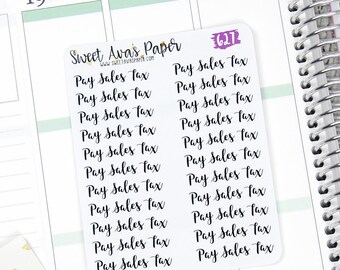 Shop Owner Stickers - Word Art Stickers - Lettering Stickers - Bill Due Stickers - Sales Tax Stickers - Fits Most Planners - 627